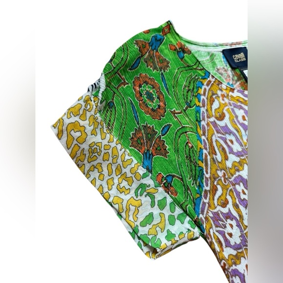 Roberto Cavalli Class Multicoloured Viscosa Knit T-Shirt Dress Size US 2 - Picture 4 of 11